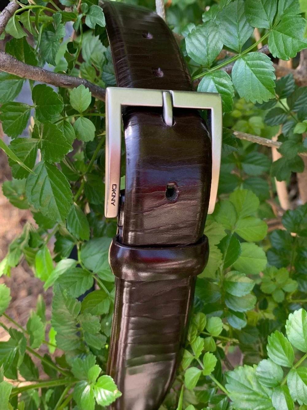 DKNY Brown Patent Leather Belt